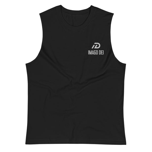 IMAGO DEI  MEN'S BLACK SLEEVELSS TANK