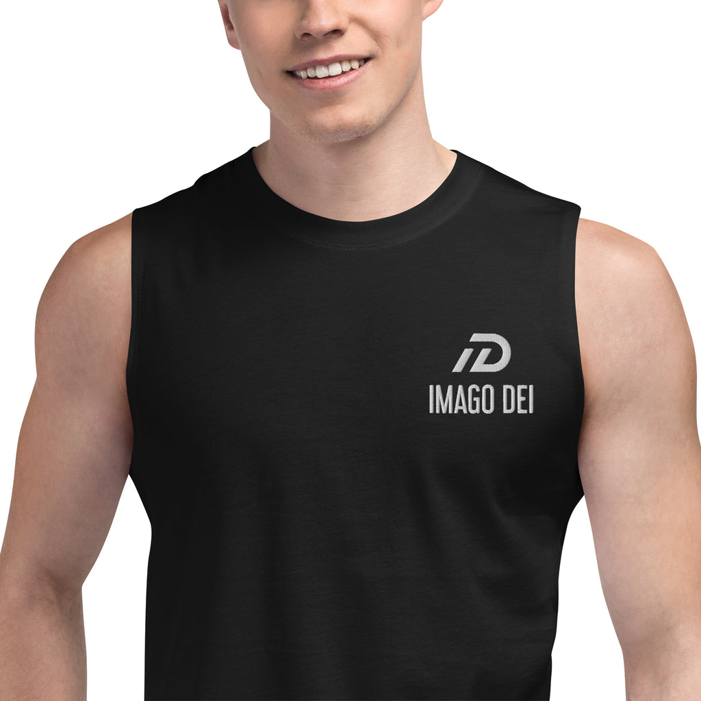 IMAGO DEI  MEN'S BLACK SLEEVELSS TANK