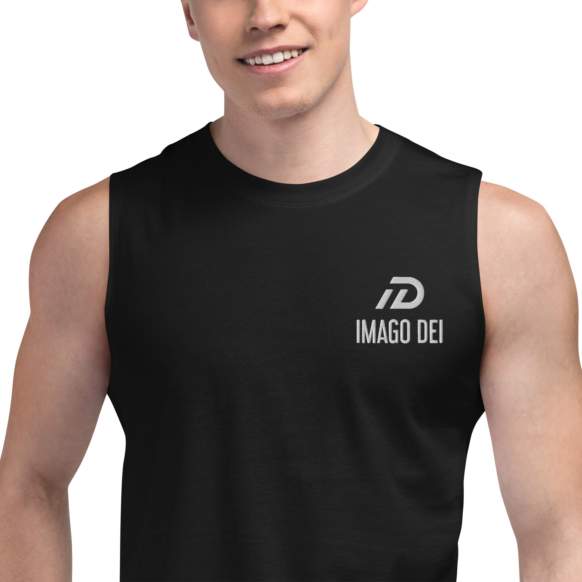 IMAGO DEI  MEN'S BLACK SLEEVELSS TANK