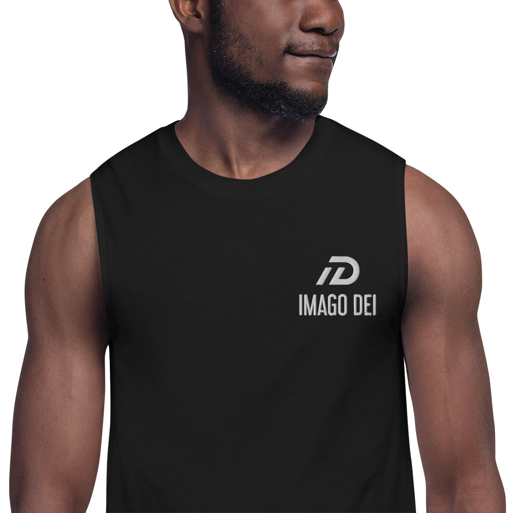 IMAGO DEI  MEN'S BLACK SLEEVELSS TANK