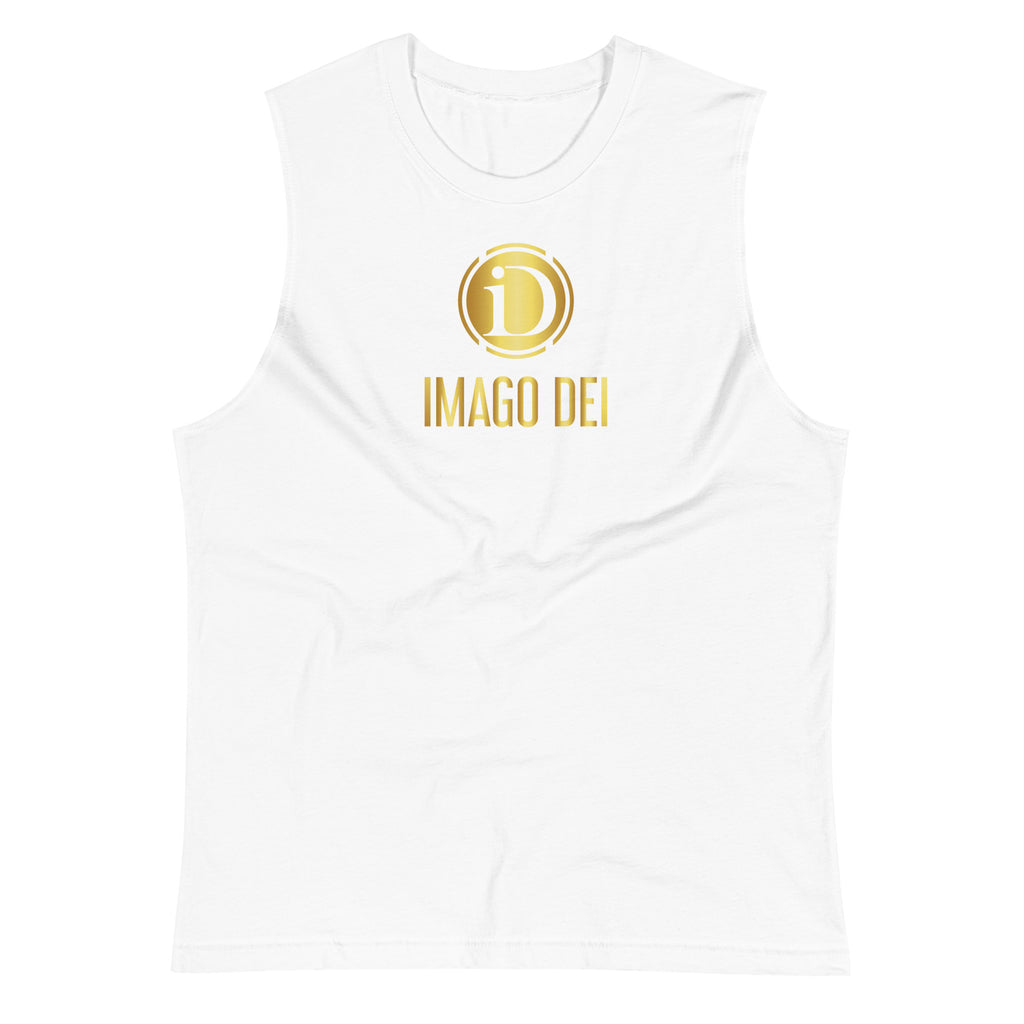 MEN'S LIMITED RELEASE, IMAGO DEI WHITE SLEEVELESS TANK.