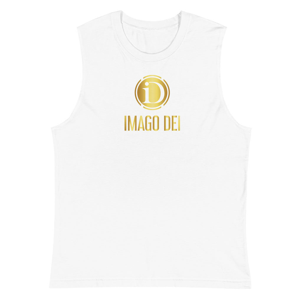 MEN'S LIMITED RELEASE, IMAGO DEI WHITE SLEEVELESS TANK.