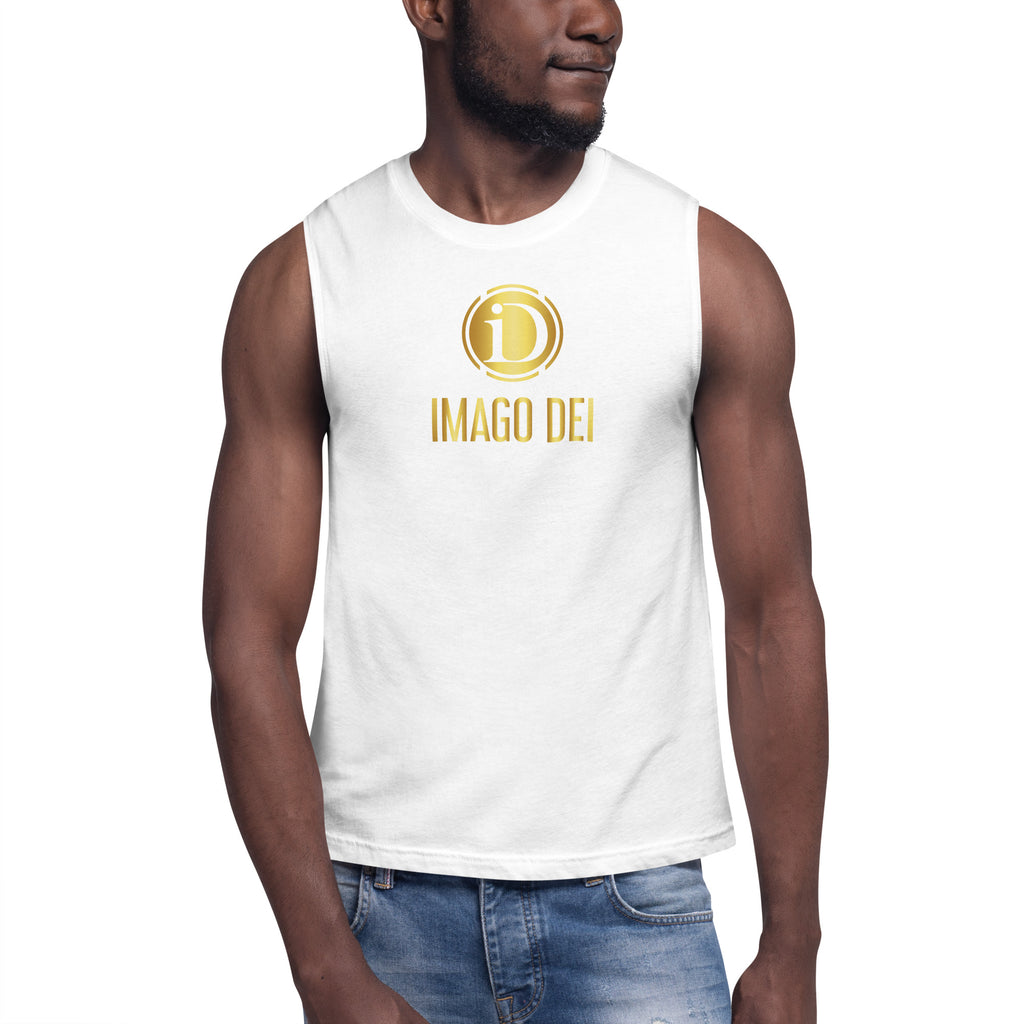 MEN'S LIMITED RELEASE, IMAGO DEI WHITE SLEEVELESS TANK.