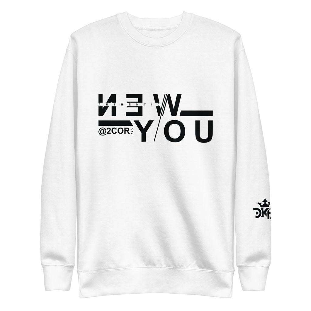 2 Corinthians 5:17 premium sweatshirt with Christian streetwear design by DKINGDOMFASHIONS.
