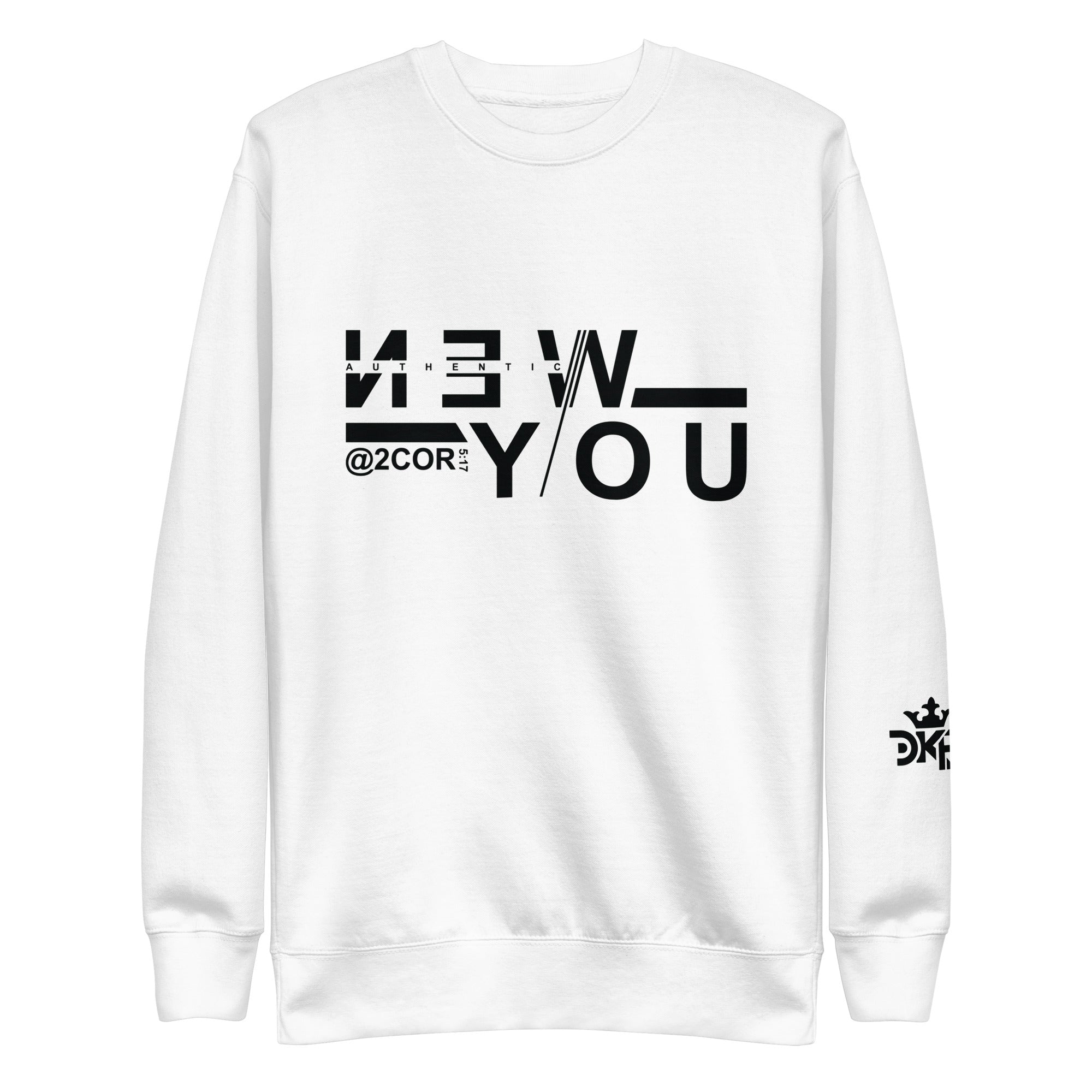 2 Corinthians 5:17 premium sweatshirt with Christian streetwear design by DKINGDOMFASHIONS.