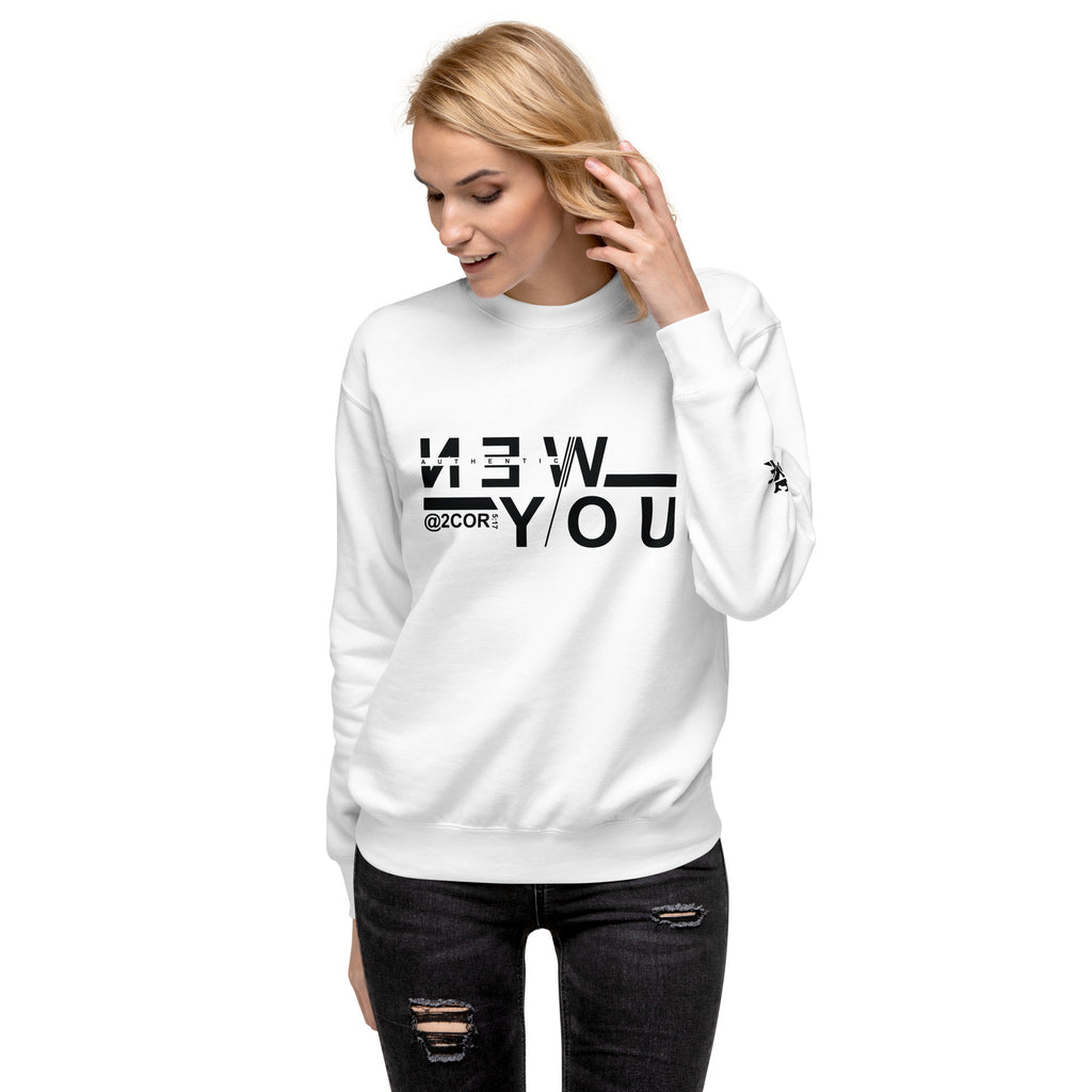 2 Corinthians 5:17 premium sweatshirt with Christian streetwear design by DKINGDOMFASHIONS.