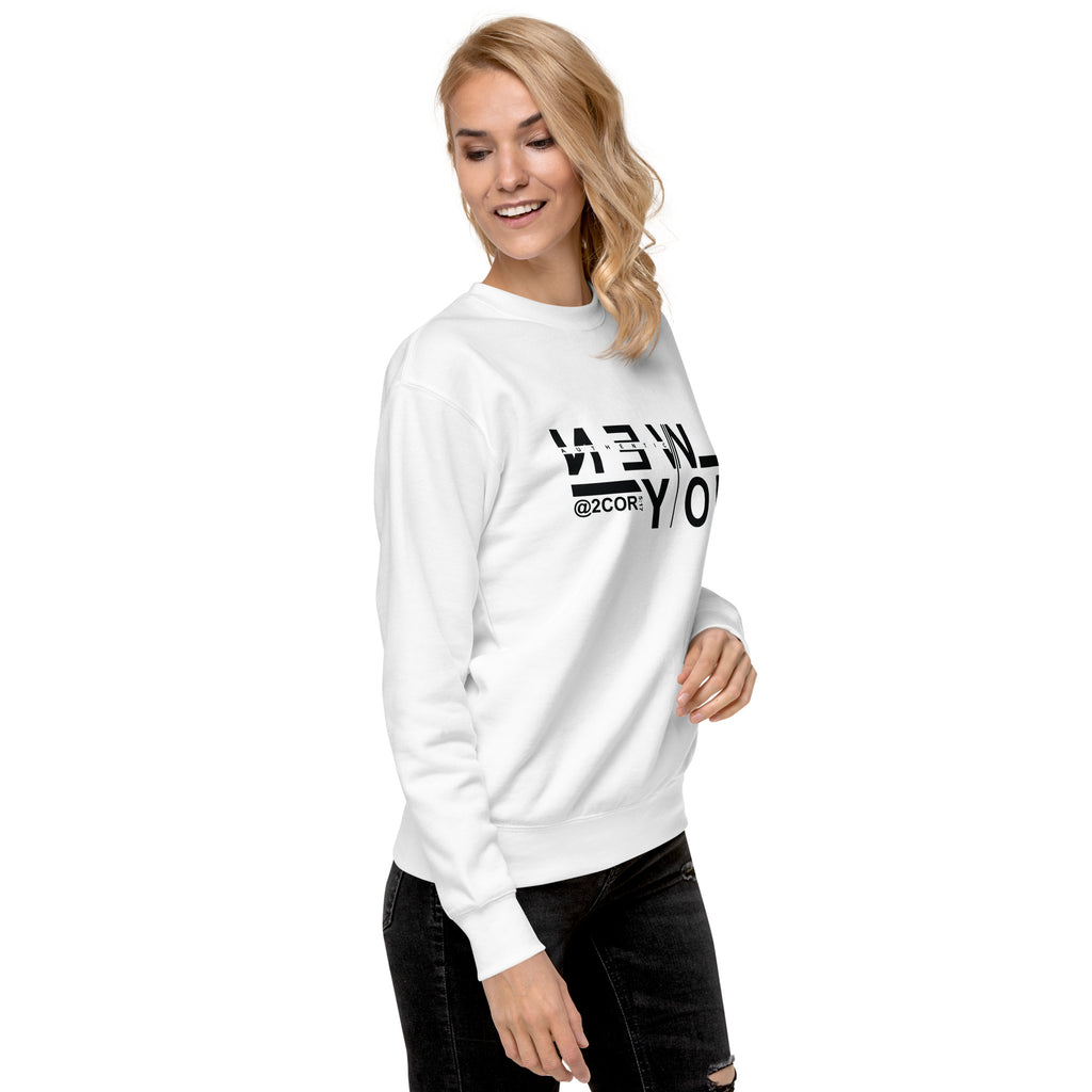 2 Corinthians 5:17 premium sweatshirt with Christian streetwear design by DKINGDOMFASHIONS.